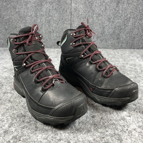 Salomon Winter Boots Womens 7 Black Waterproof Shoes Contagrip Advanced Chassis - Picture 1 of 15